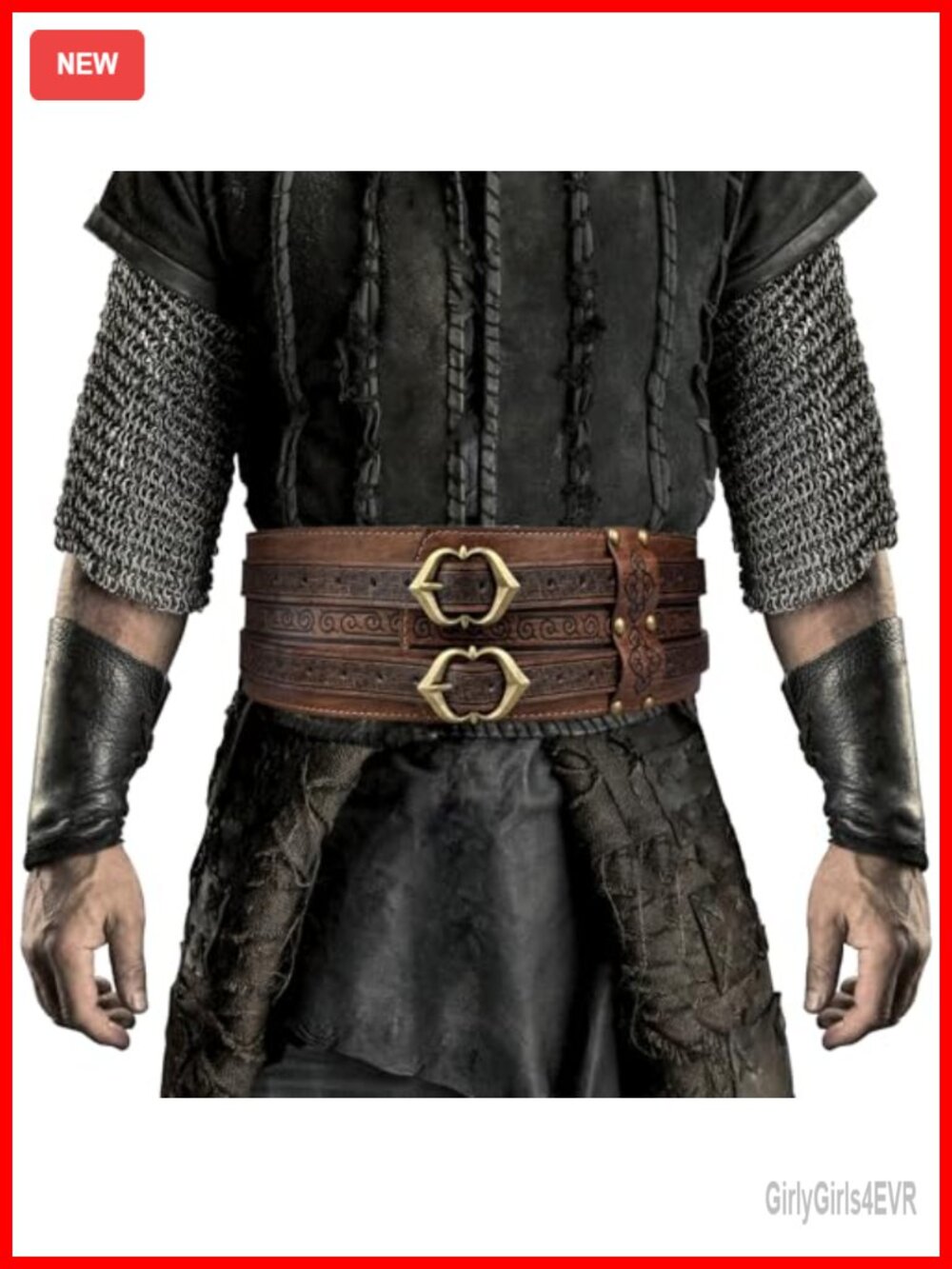 Viking Wide Armor Corset Belt Faux Leather LARP Costume Adjustable